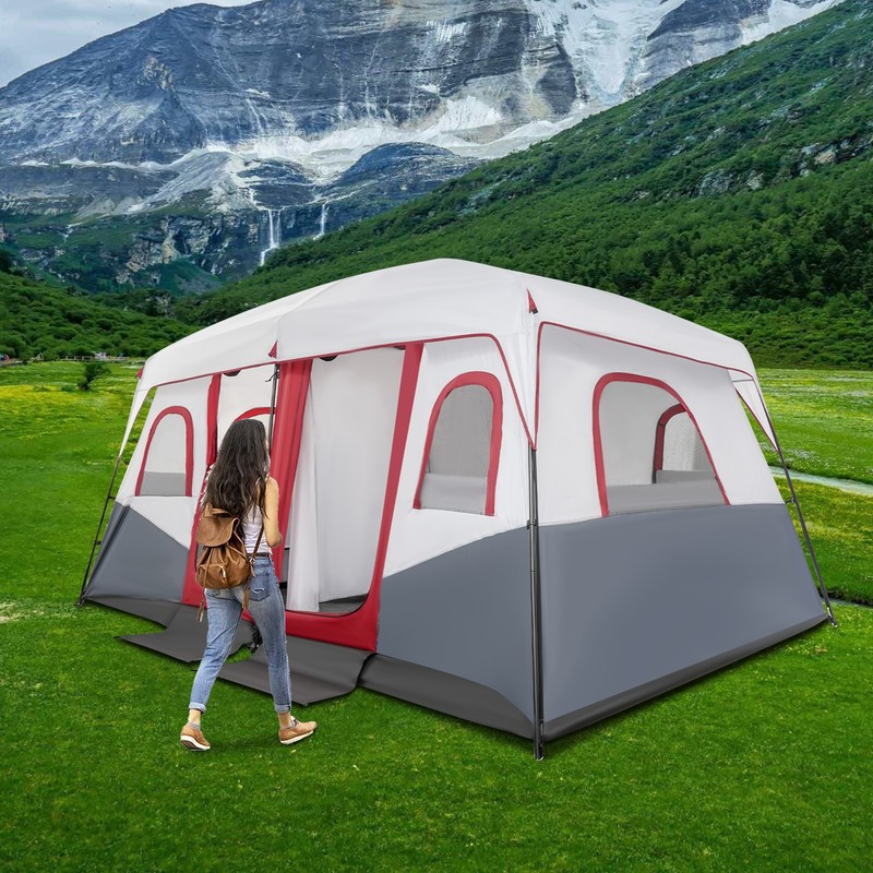 Waterproof 8-12 Person Family Camping Tent with Quick Setup & Ventilation
