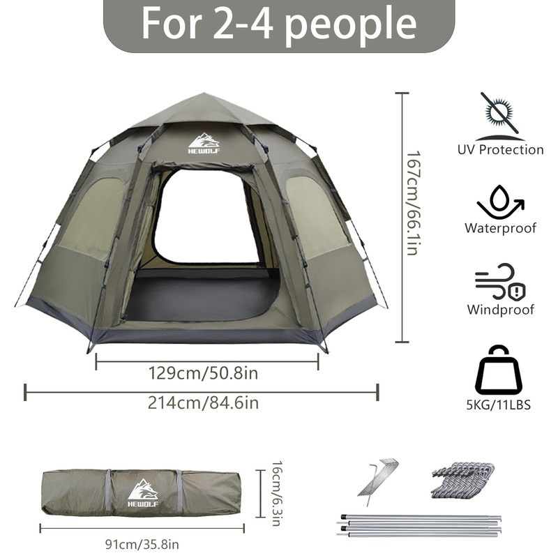 2/3/4 Person Camping Tent - Instant Pop Up Waterproof 2 Doors Tent with Easy ... gallery