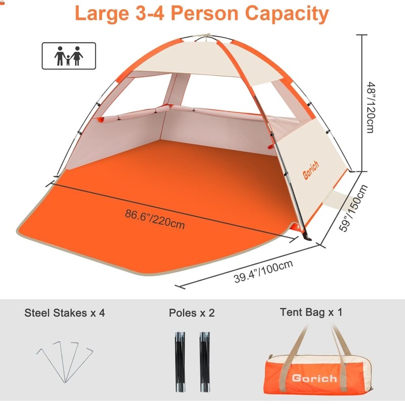 Multi-Person Beach Canopy with Mesh Windows – Ideal for Outdoor Activities