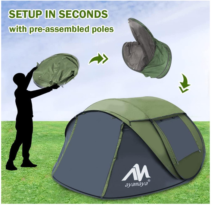 4-6 Person Instant Pop Up Camping Tent Automatic Outdoor Waterproof Double Layer gallery