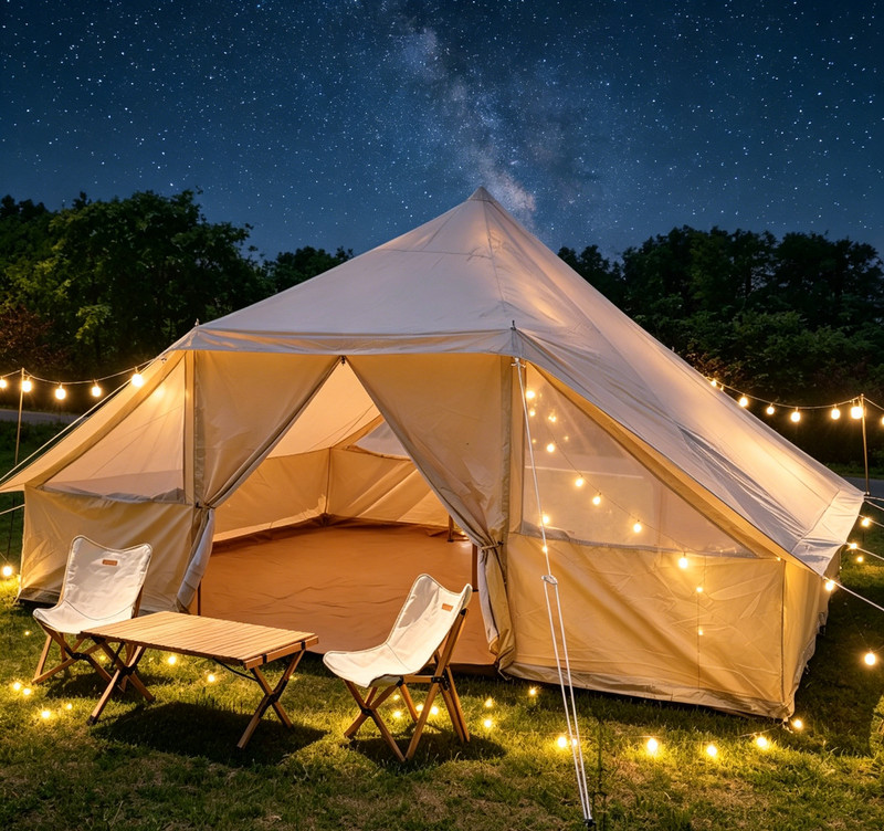 Outdoor cotton tent 5-8 people luxury camping bell tent Waterproof hotel camp gallery