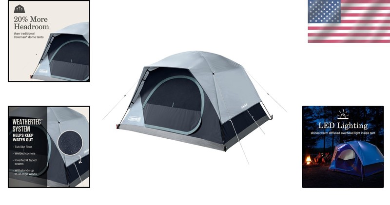 Skydome Weatherproof Tent for 4 - Quick 5-Minute Setup & Eco-Friendly Materials gallery