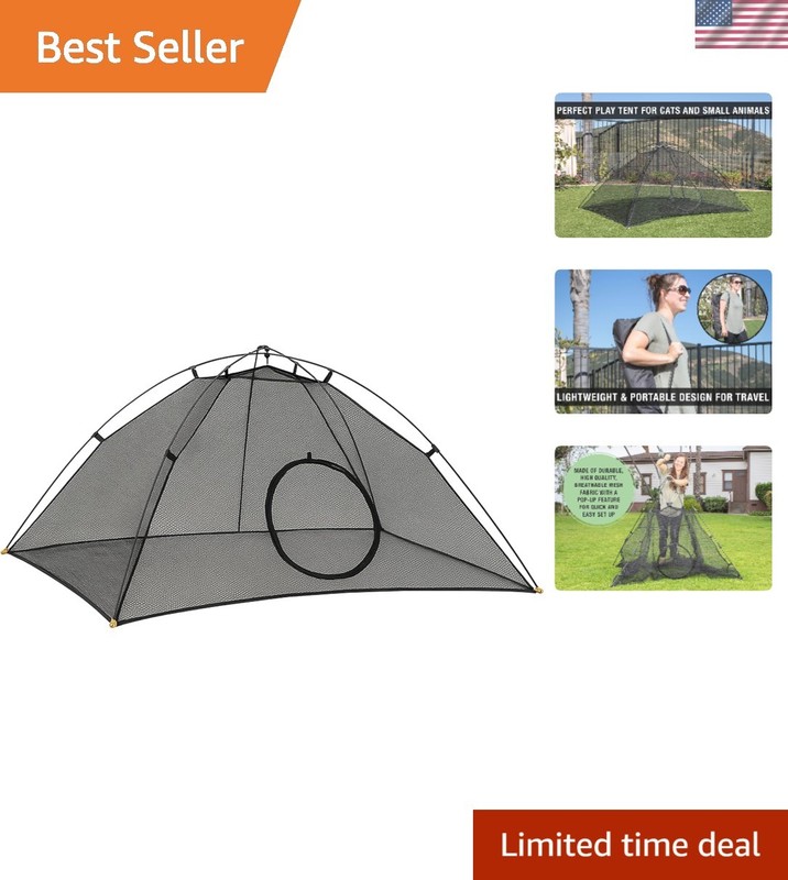 Cat Tent Large for Outdoor or Indoor Enclosures – Portable Playhouse Play Ten…