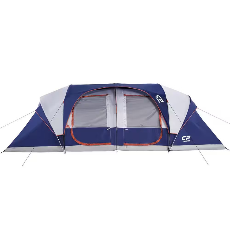 12-Person Portable Camping Dome Tent in Navy Blue ‎6 Large Mesh Windows with Car