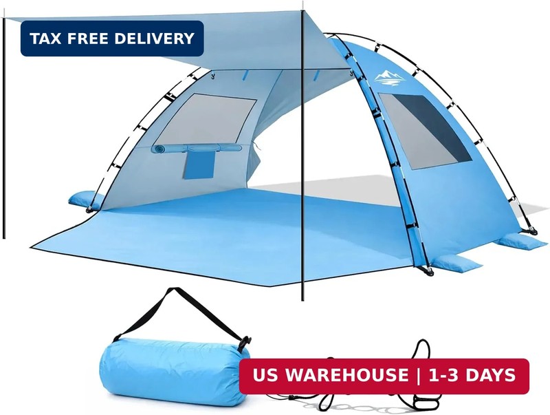 Purebox Beach Tent Sun Shelter – 2/3/4 Person UPF 50+ UV Protection Tents with C