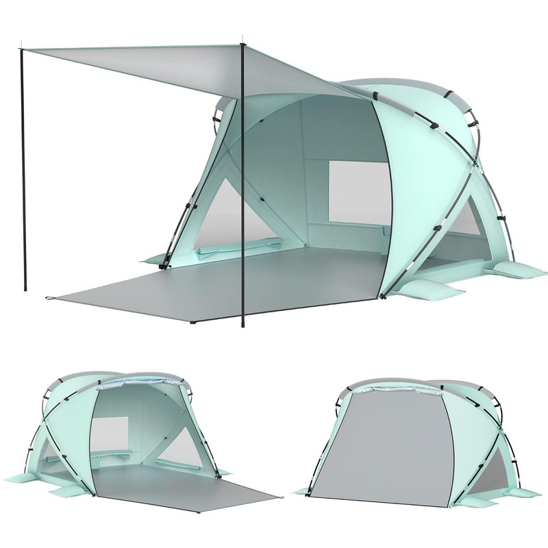 Elegear CumbreX™ Pop Up Beach Tent: UPF 50+ Sun Shelter for 4-6 People – Green