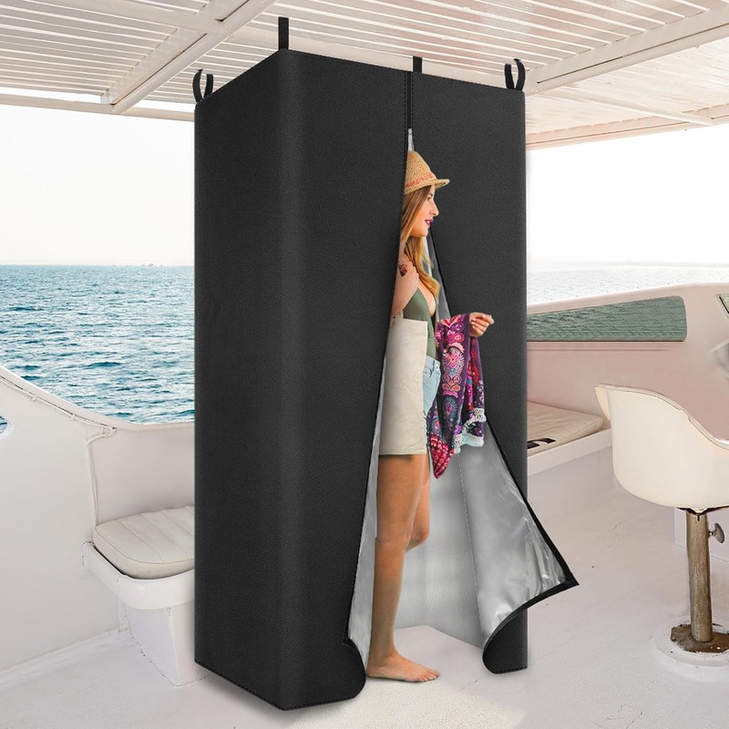 Pontoon Privacy Tent Heavy Duty Hanging 30x27x72in Black