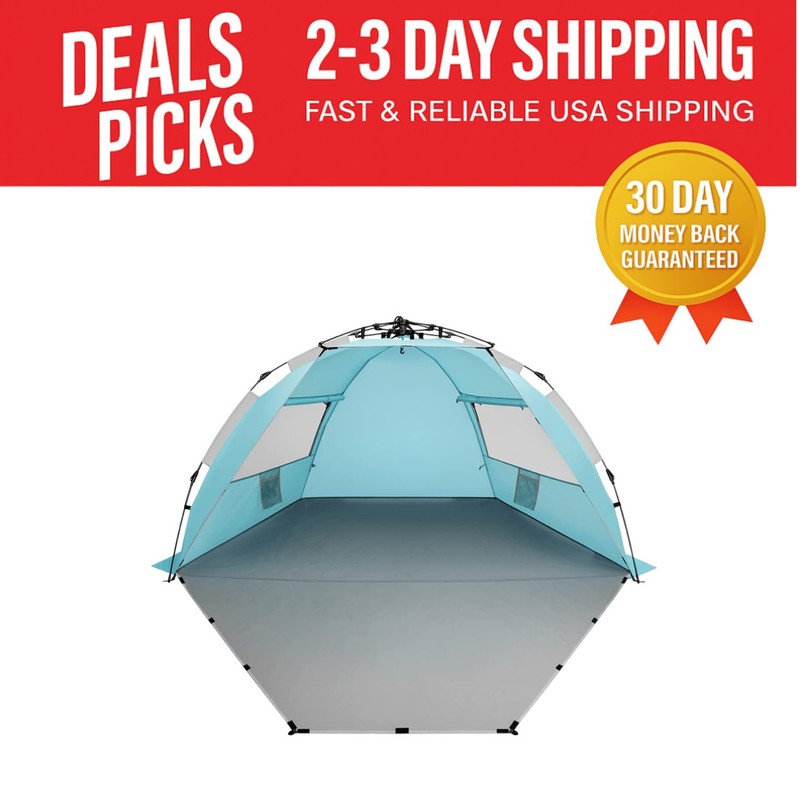 Portable 4-Person Beach Tent – Waterproof Sun Shelter with Easy Setup and Shade