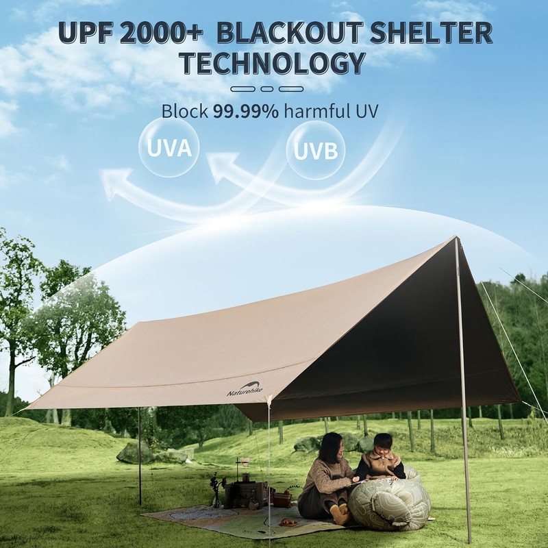 Naturehike Cloud Skies Camping Tent Tarp with Poles,Waterproof PU 18000mm gallery