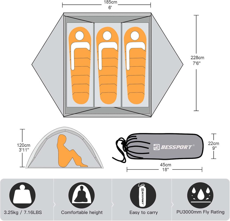 Lightweight 2-3 Person Waterproof Camping Tent, Easy Setup for All Seasons gallery