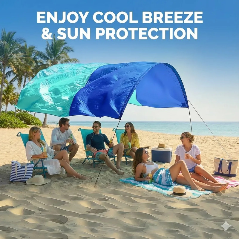 Wind-Resistant Beach Shade Tent 150 Sq Ft Oversized Canopy with Sand Anchors 4 L gallery