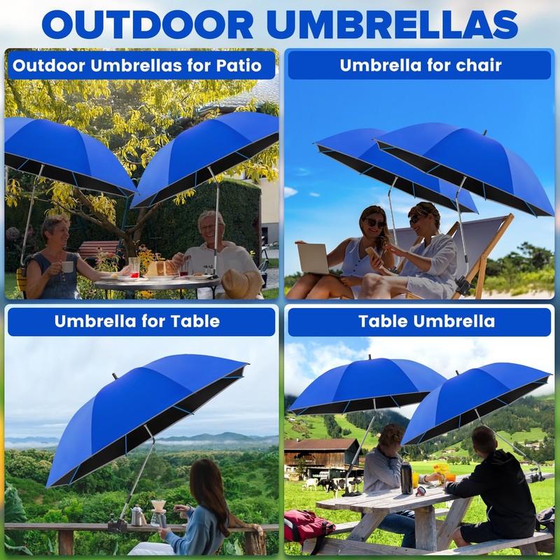 QTREE Beach Umbrella 2-Pack, 48.7in Clamp-on, 360° Adjustable, UV Protection gallery
