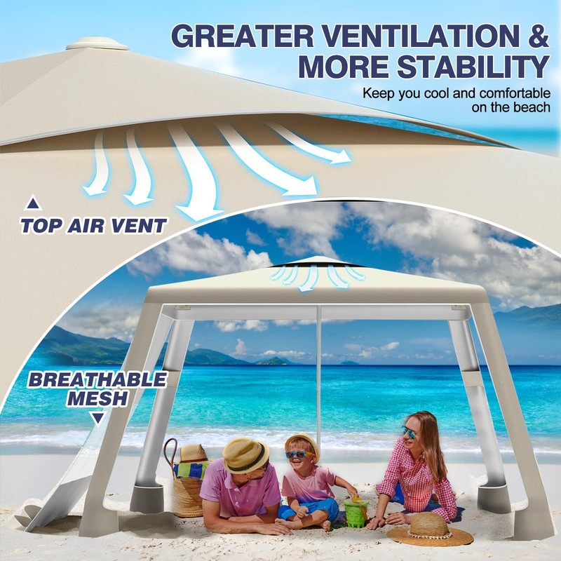 Beach Tent,8'×8' Large Beach Canopy for 4-6 People,Easy Setup Beach Sun Shelt... gallery