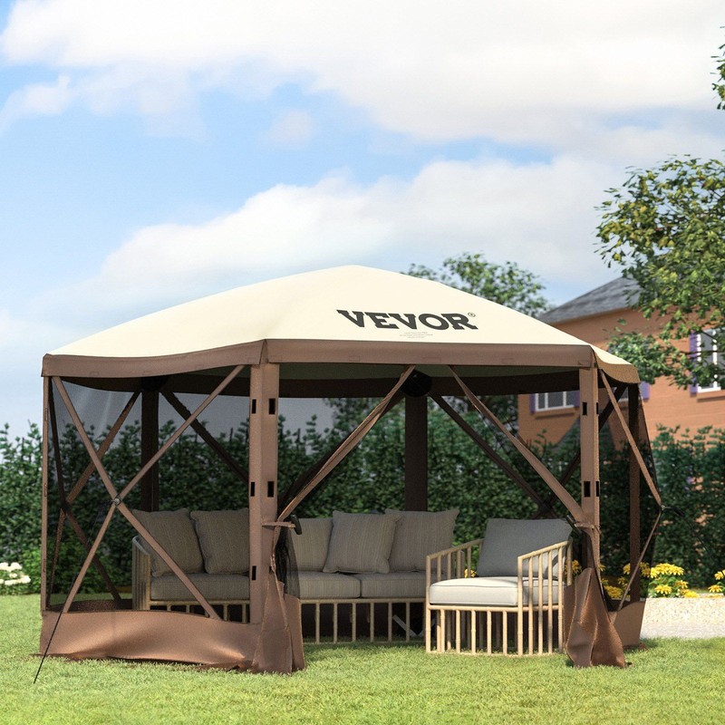 10’x10′ 6-Sided Pop-Up Gazebo Tent – Waterproof w/Mesh Windows & Storage Bag