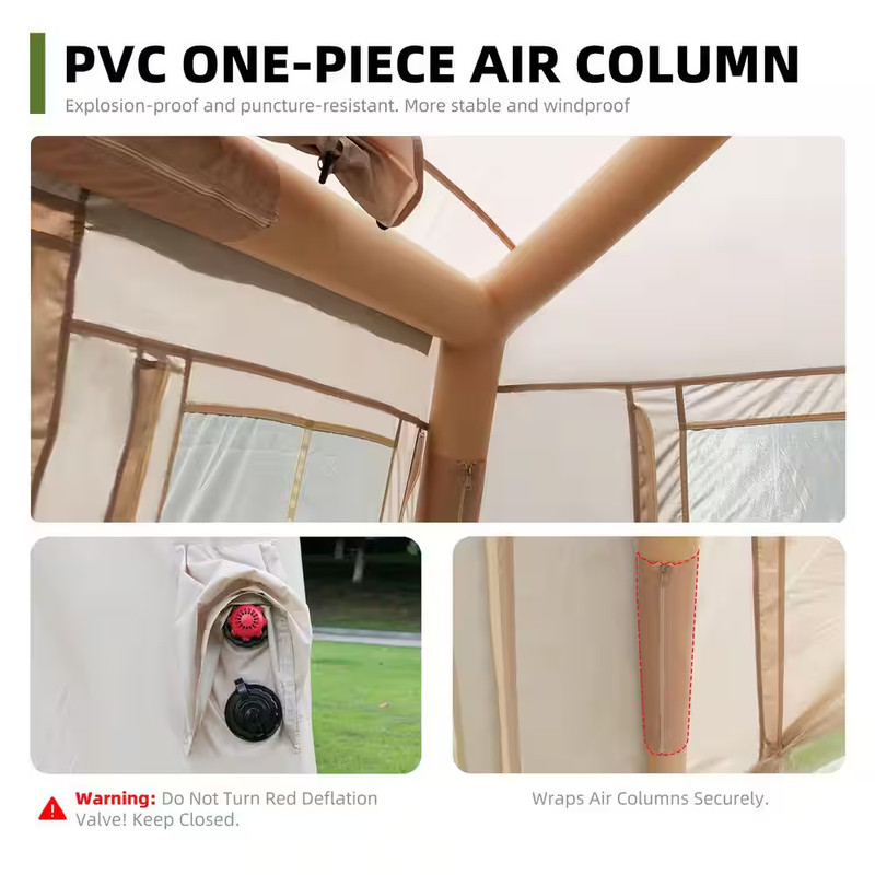 7 Ft. X 8 Ft. Beige 4 Season Oxford Inflatable Camping Tent with Stove Jack, Mes gallery
