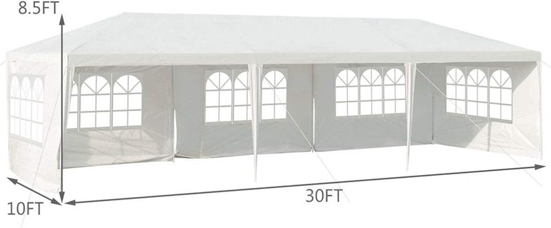 White Outdoor Tent with Connection Stakes, Ropes - 10'x30' gallery