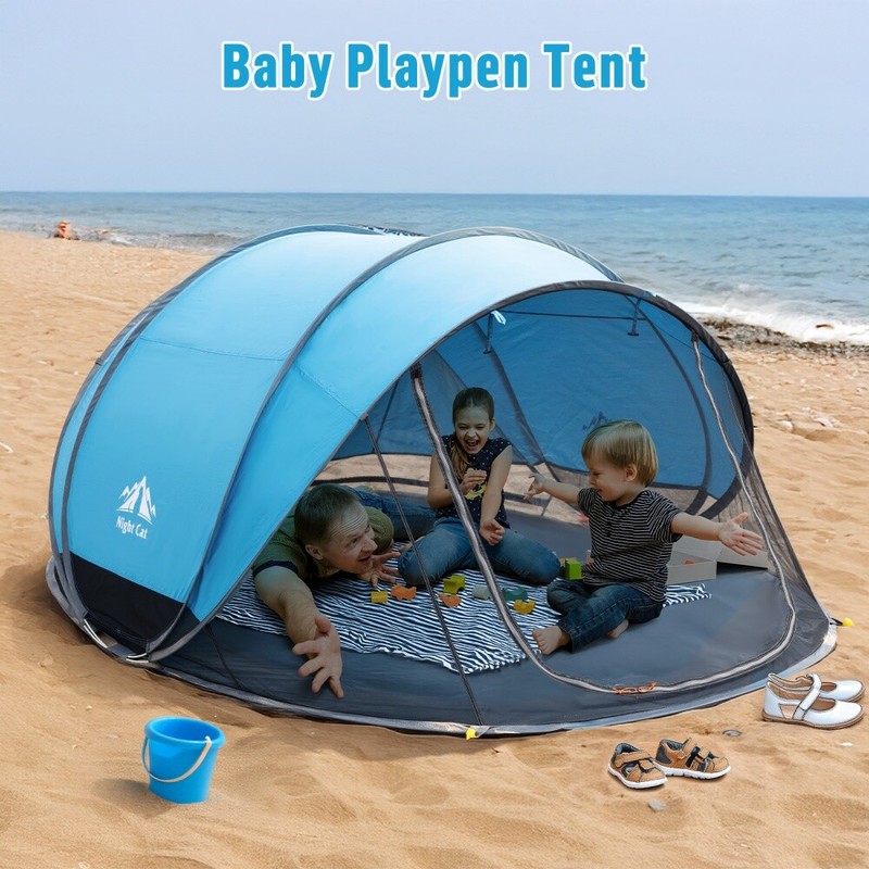 Easy Pop up Beach Tent for 2-4 Person, UPF 50+ UV Protection Beach Umbrella Sun