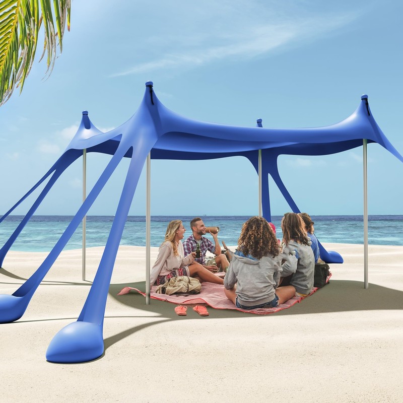 Gardentime 10x10ft Beach Tent: UPF50+ Sun Shelter with Sandbags & Accessories