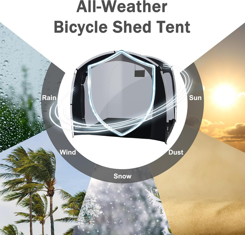 Extra Large Bike Storage Shed Tent with Waterproof Rain Fly & Sun Protection gallery