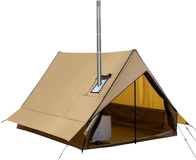 Hot Tent with Stove Jack, 4-Season Waterproof Chalet Tent, Easy Setup Weather-Re