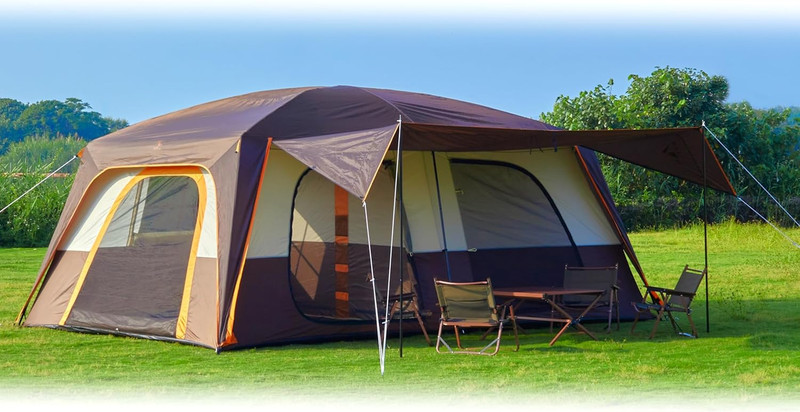 Extra Large Tent 12-14 Person,Family Cabin Tents,2 Rooms,Straight Wall,2 Doors 4