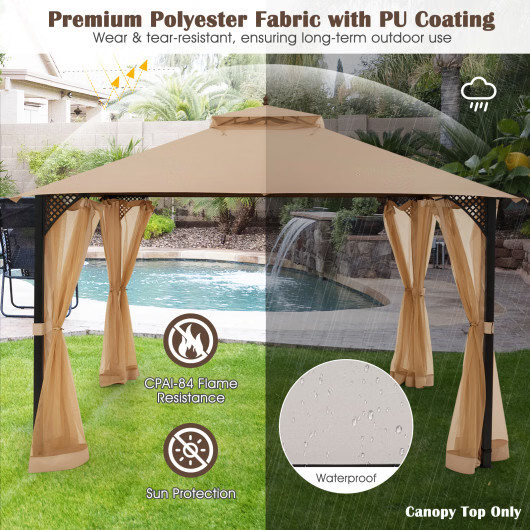 10 x 12 Feet Gazebo Replacement Top with Air Vent and Drainage Holes-Beige gallery