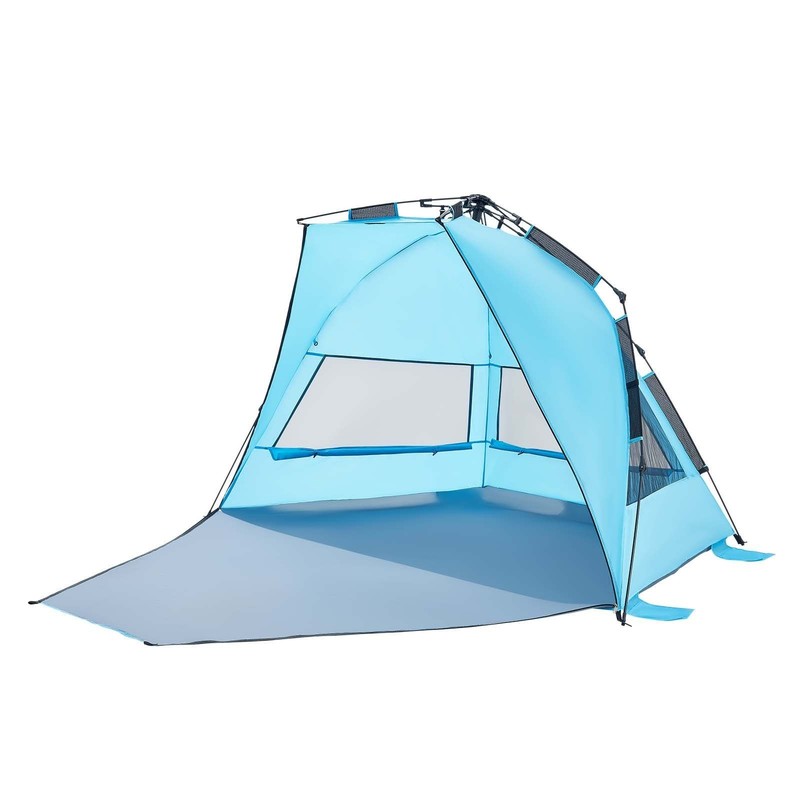 Outdoor Beach Tent UPF50+ — 4-Person, 190T Polyester, Fiberglass Poles, Portable
