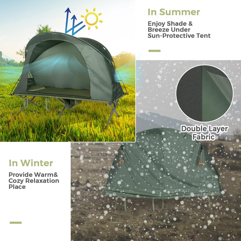 4-In-1 Camping Cot Tent Set, Foldable off Ground Elevated Tent for 1 Person, Por gallery