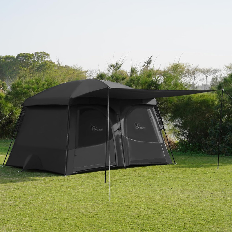 Tents，6-8 Person Camping Tent with Extended Vestibule，2 Room Weather Resistant F