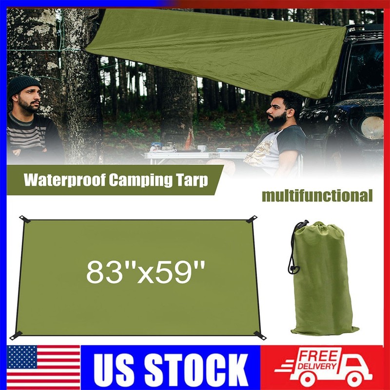 83*59in Camping Tent Tarp Shelter Hammock Awning Sun Shade Rain Cover Pad Mat gallery