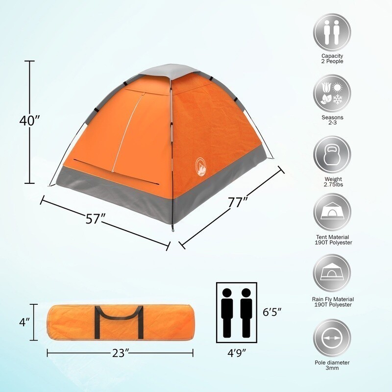 2 Person Dome Tent Easy Setup Rain Fly Carry Bag Camping Hiking Festival New gallery