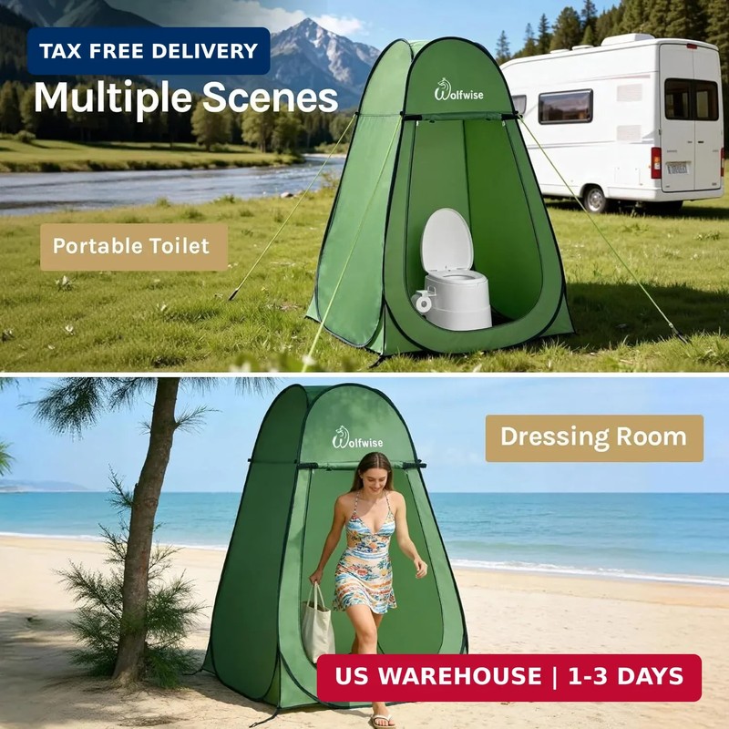 Wolfwise Pop Up Shower Tent for Camping Essentials, Portable Instant Changing Te gallery
