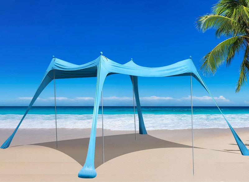 Family Beach Tent Canopy Sun Shade, Pop up Grande Beach Tent Sun Shelter Stabili