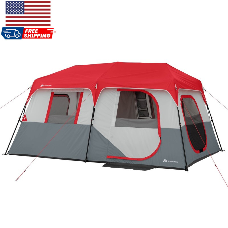 13' X 9' 8-Person Instant Cabin Tent with LED Lights 36.9274 Lbs