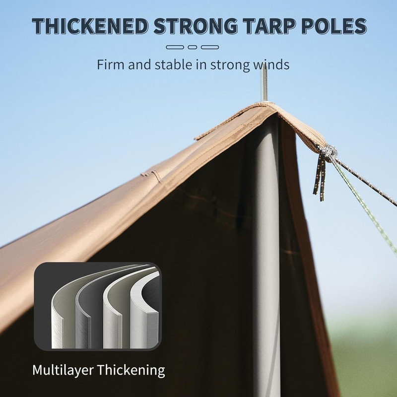 Naturehike Cloud Skies Camping Tent Tarp with Poles,Waterproof PU 18000mm gallery