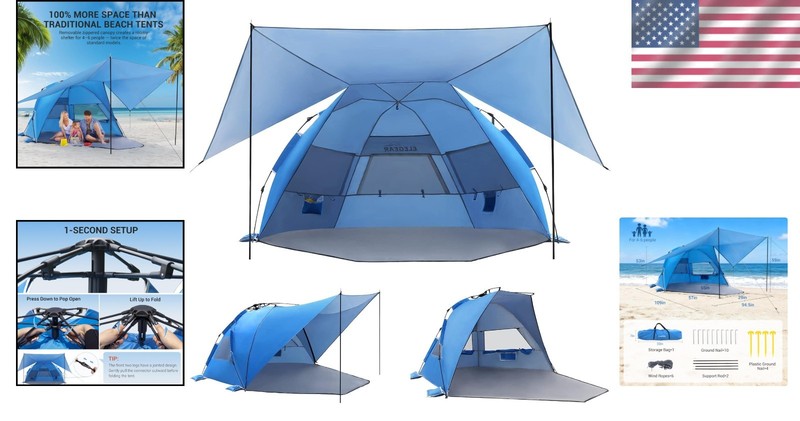 Versatile Beach Tent & Sun Shelter with Wind Resistance – Perfect for Outdoors gallery