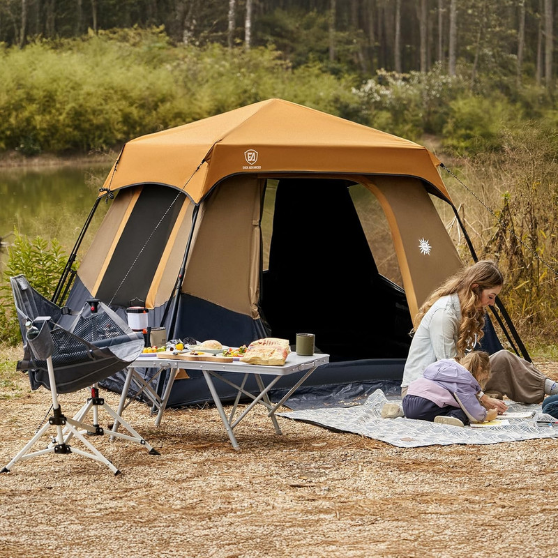 EVER ADVANCED 4 Person Blackout Camping Tent, 60S Easy Setup Instant Cabin Tent gallery