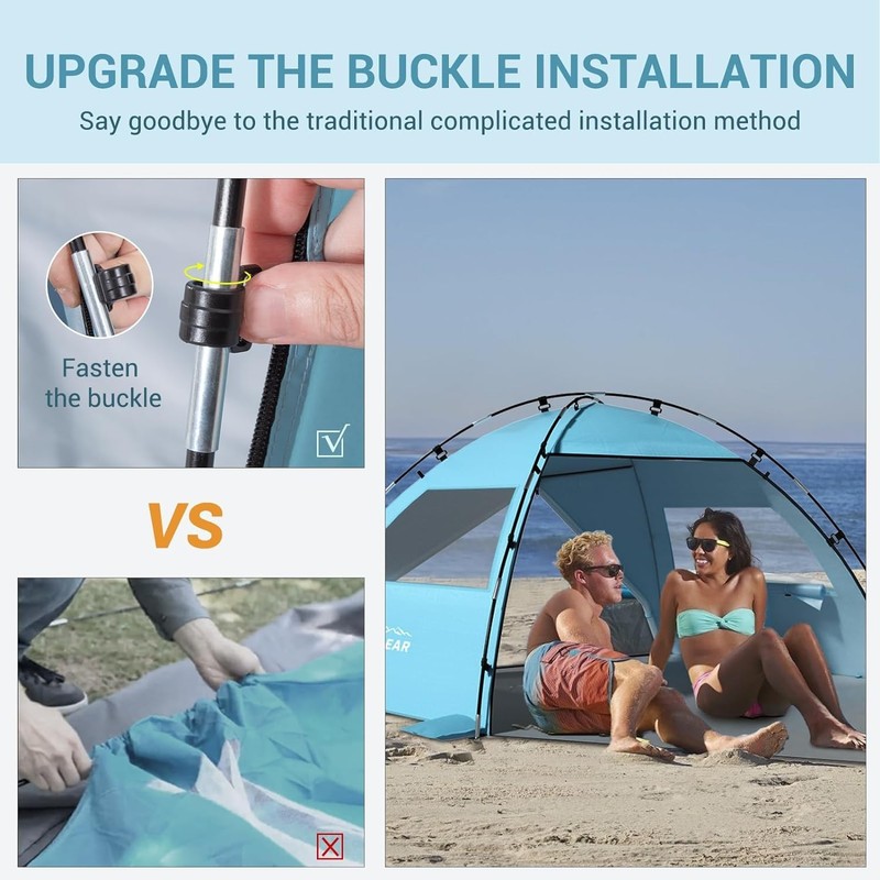 CumbreX Beach Tent Sun Shelter with Canopy, 4-5 Person Pop Up Beach Tent, Eas... gallery