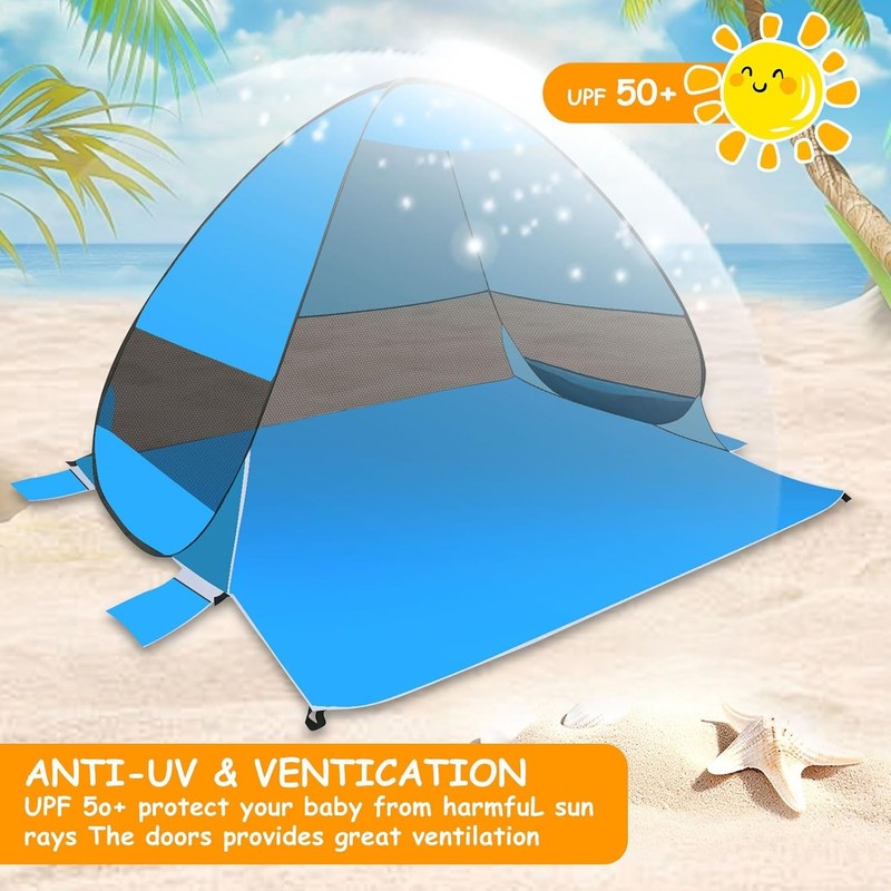 Pop Up Beach Tent Easy Set Up Sun Shelter for 1-3 People UV Protection Sunshade gallery