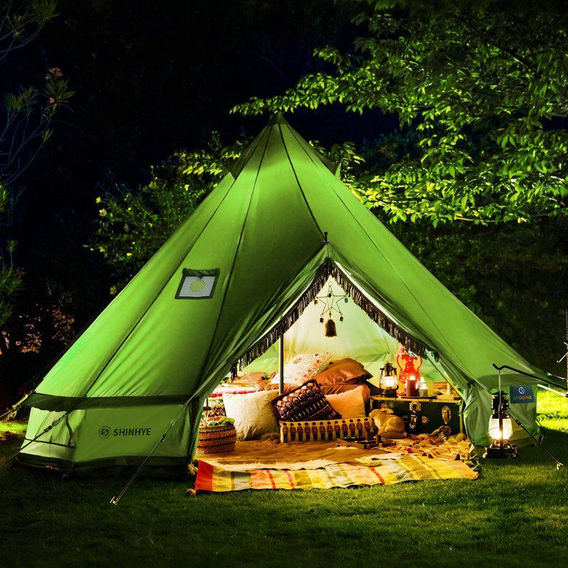 Canvas Bell Yurt Tent with Stove Jack, Waterproof Luxury 4 Season Tents for Fami gallery