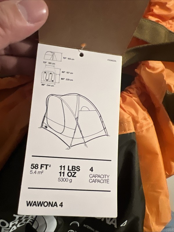 NWT The North Face Wawona 4-Person Car Camping Travel Beach Tent Orange Green gallery