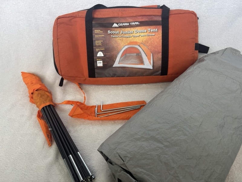 Ozark Trail Scout Junior Dome Tent 6ft x 5ft x 3ft Orange Sleeps Two Used