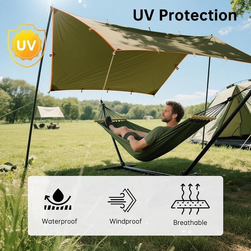 Waterproof Camping Tarp Heavy Duty Backpacking Shelter Rain Fly Awning Gear New gallery