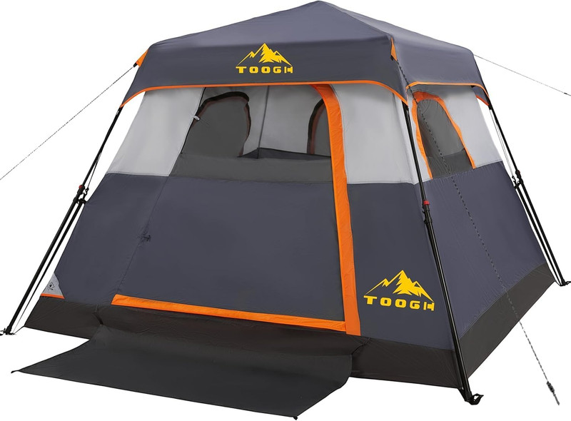 3/4 Person Camping Tent with 1 Door, 4 Windows, and Upgraded Ventilation– Instan