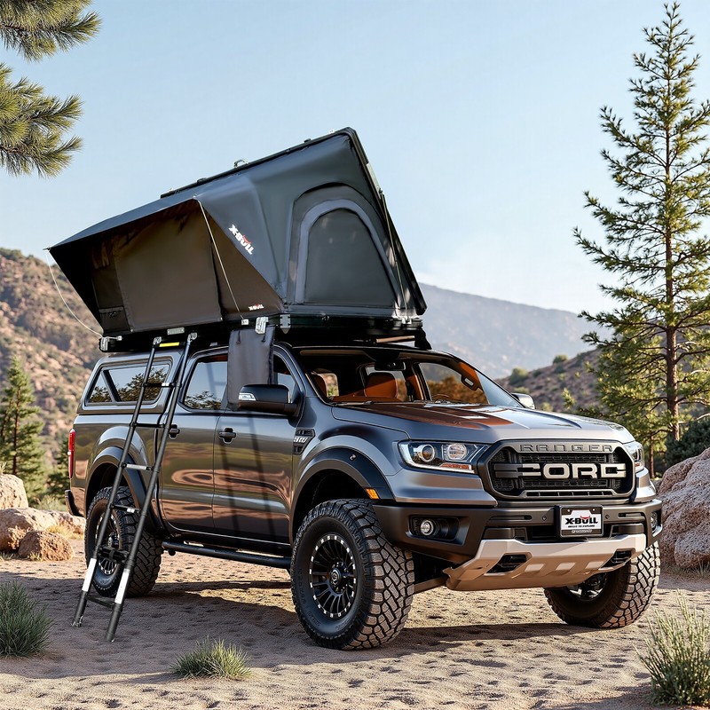X-BULL Hard Shell Roof Top Tent with Ladder and Mattress for SUV Truck Car