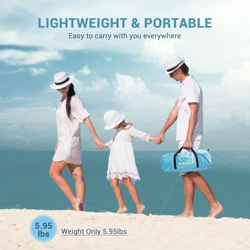 CumbreX Beach Tent Sun Shelter with Canopy, 4-5 Person Pop Up Beach Tent, Eas... gallery