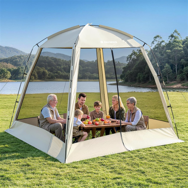 8 × 8Ft Camping Screen Tent for 6-8 People, Easy Setup House Tent with 8 Ground