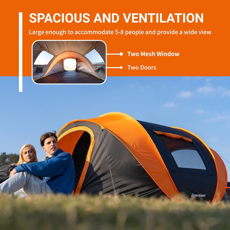 Pop up Camping Tent, 2/4/6 Person Easy Setup Tent, Water Resistant Dome, Portabl gallery