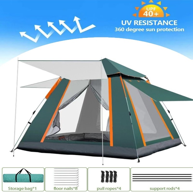 3-4 Person Automatic Camping Tent Hiking Instant Canopy Pop Up Tents Waterproof