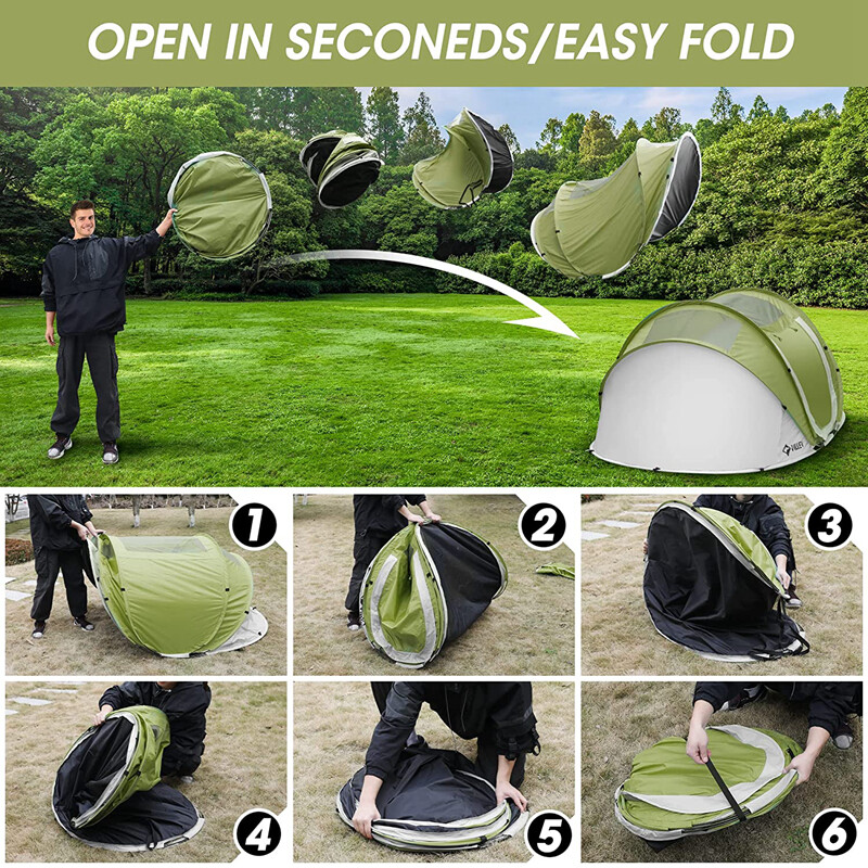VILLEY 2 Persons Camping Beach Tent Pop Up Tent Waterproof Automatic Setup w/Bag gallery